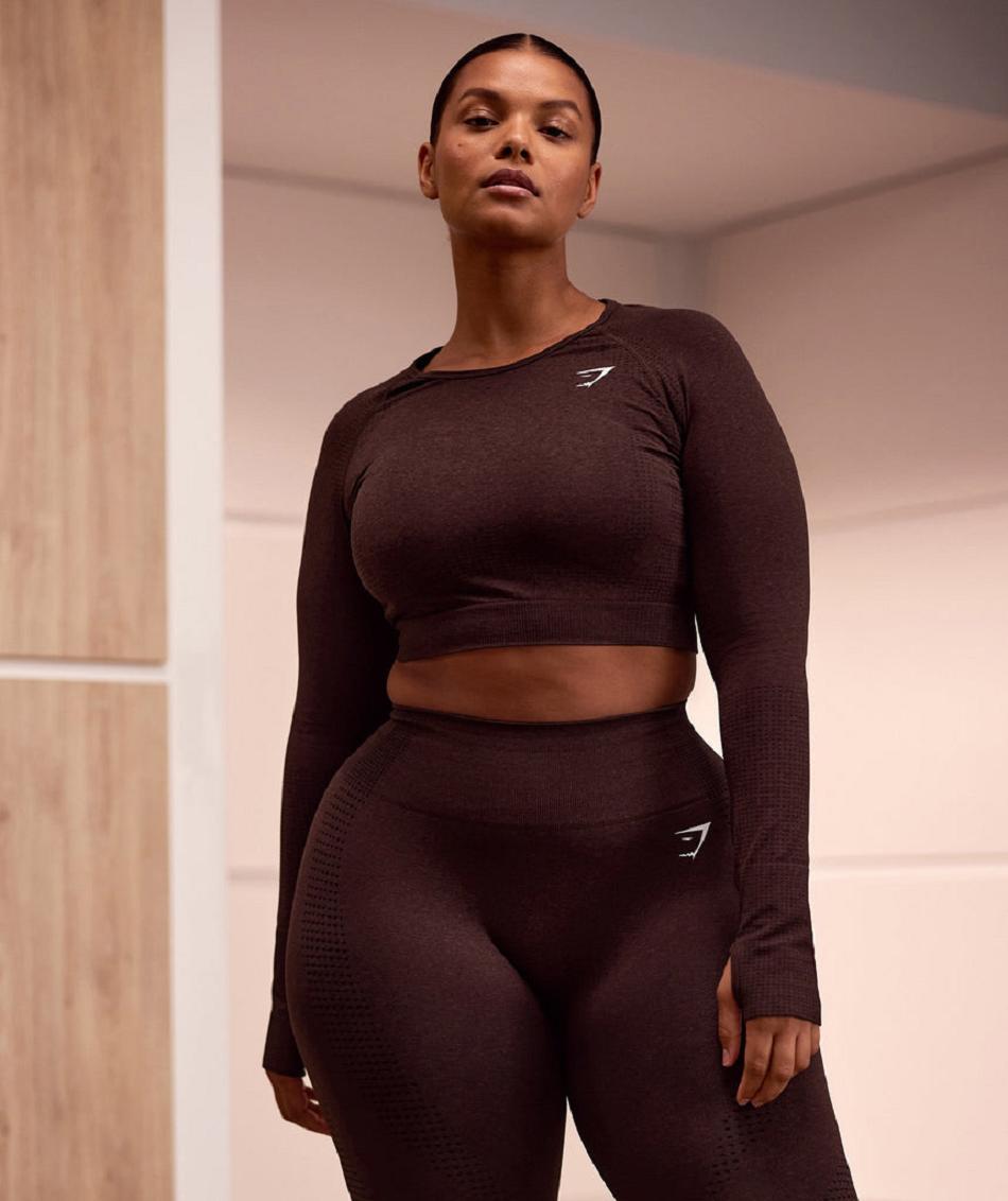 Przycięte Topy Damskie Gymshark Vital Seamless 2.0 Różowe Brązowe | PL 2542OKI